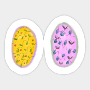 Colorful floral leaf Easter eggs Sticker